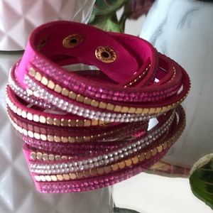 Magenta suede wrap bracelet